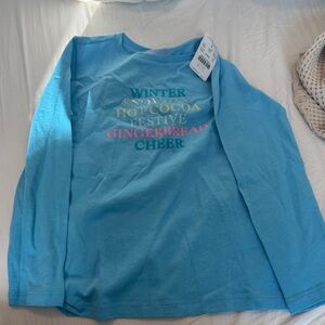 J. Crew Blue Long Sleeve Kids Tee with Festive Text